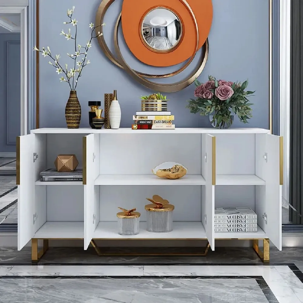 4-Door Wood 60" Sideboard with 3 Shelves Aro Contemporary — image 3