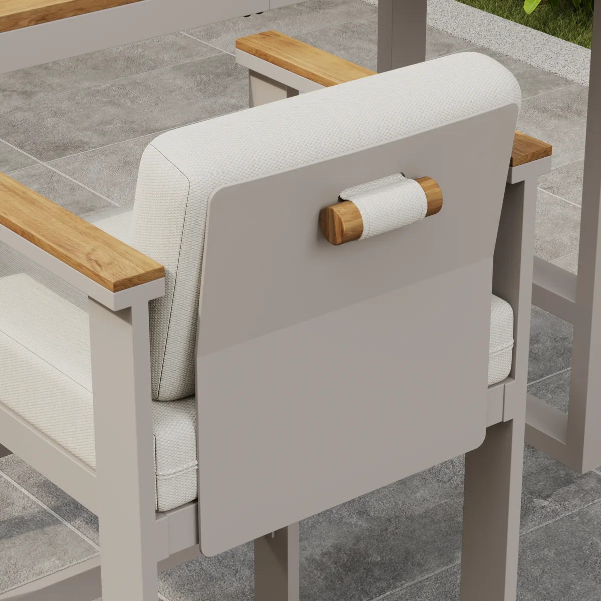 Tevara Outdoor Aluminum Frame & Teak Wood Armrest Bar Stools — image 18