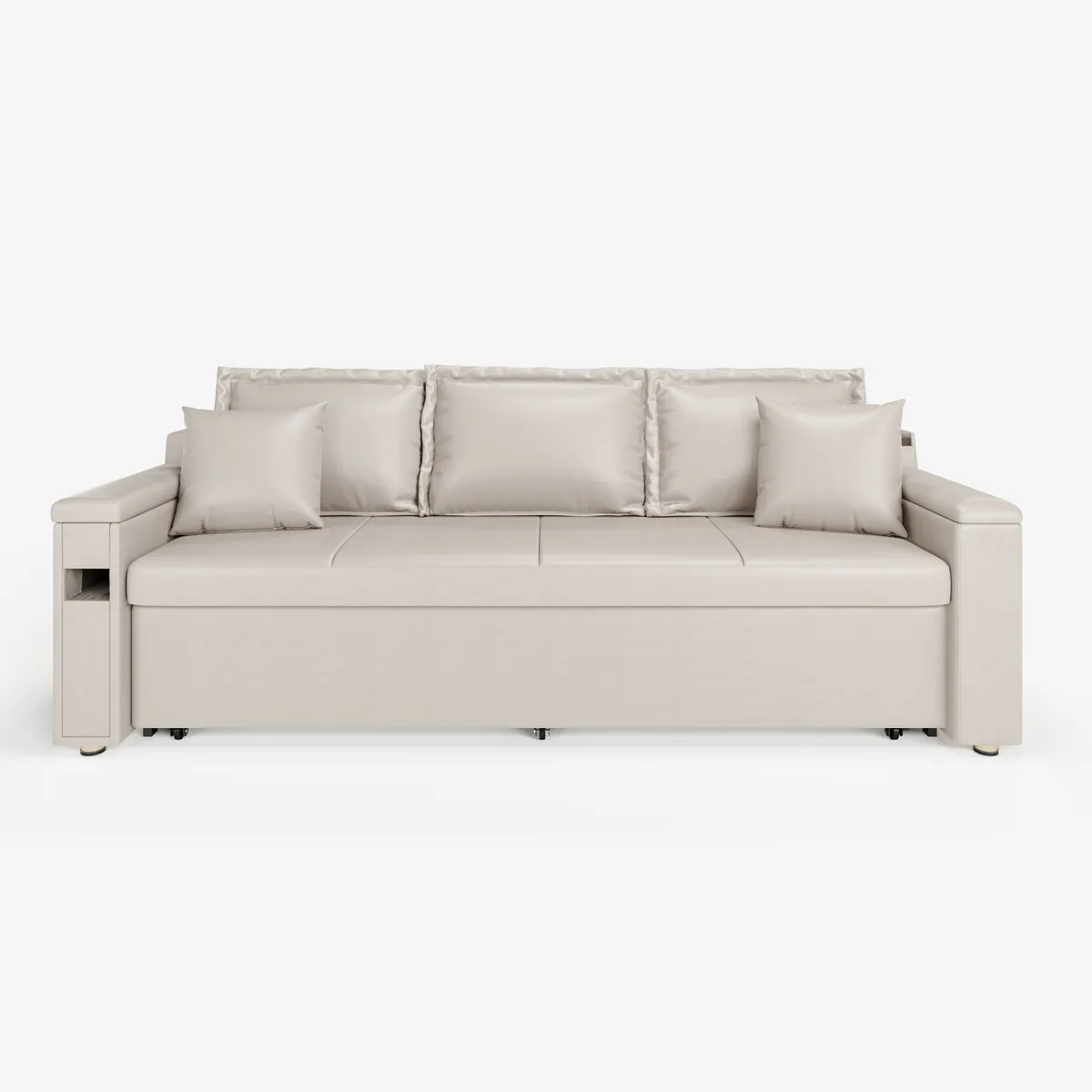82.7" Convertible Bed King Sleeper Sofa Leath-aire Upholstered Storage with Speaker — image 8