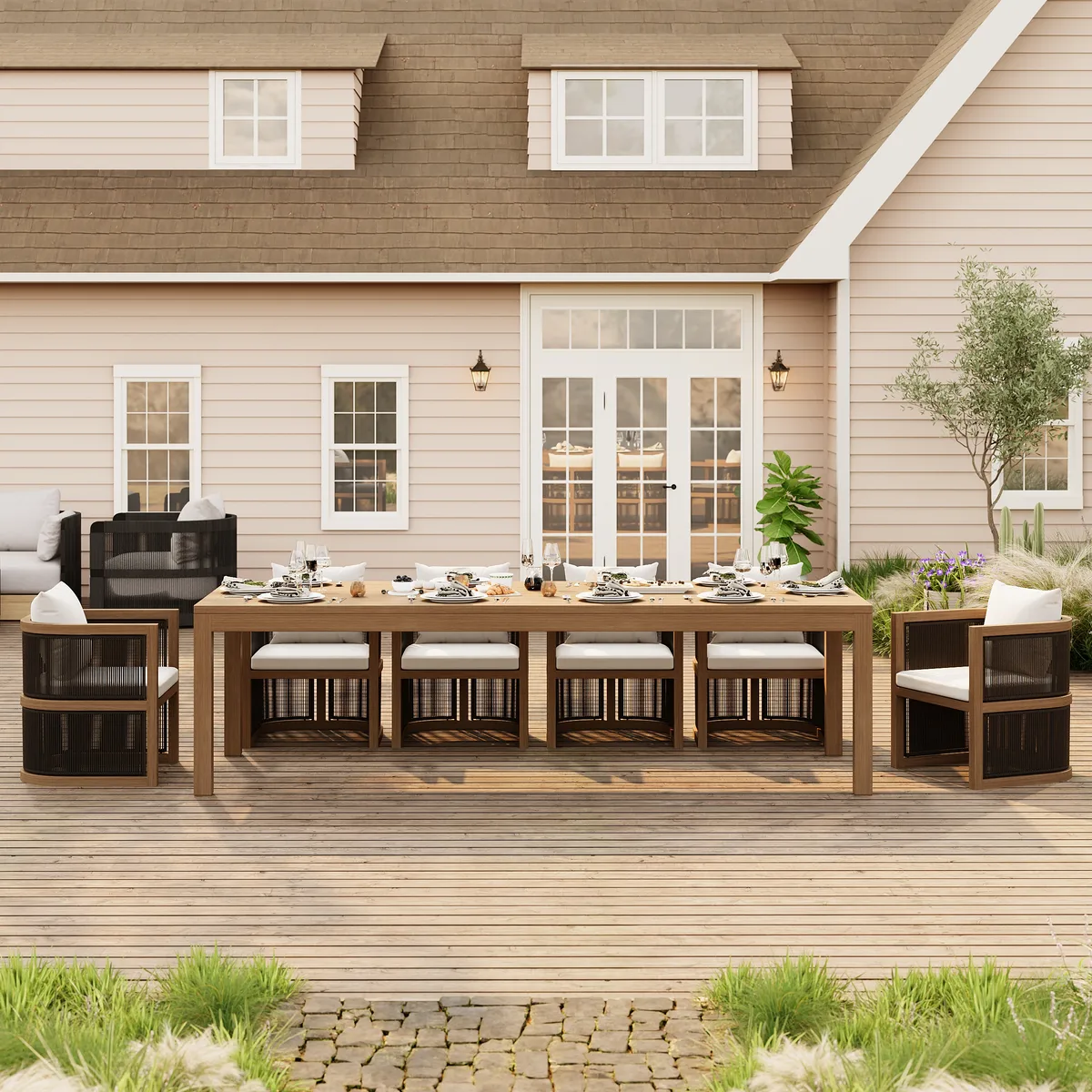 Wevara 7-Piece Outdoor Rope Weave Dining Set with 6 Chairs — image 24