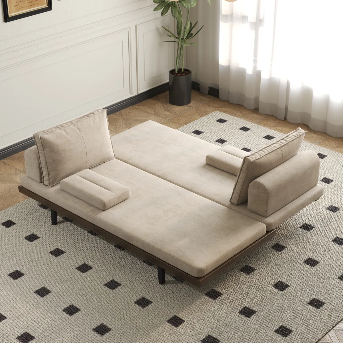 Full Size Daybed Futon Bed Cotton & Linen Convertible Sofa Bed — image 4