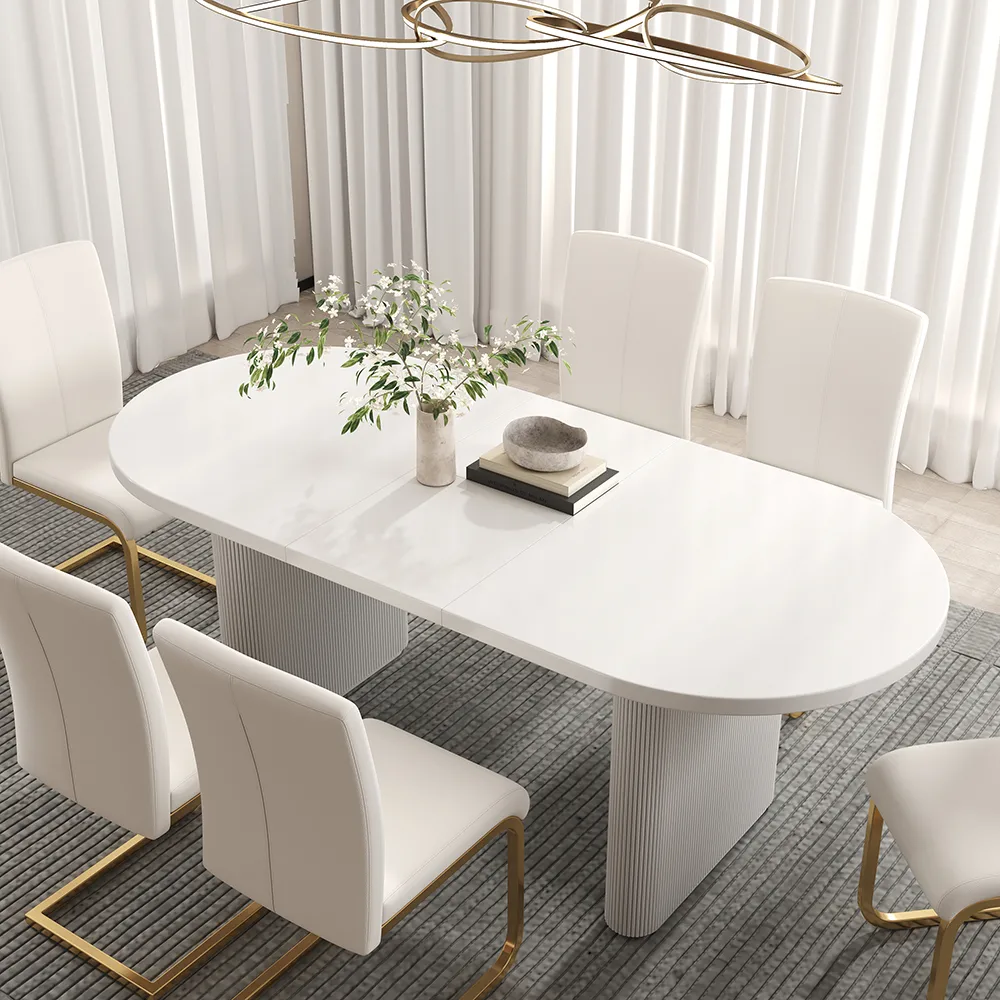 Japandi 79"-94" Oval Extendable Black Dining Table Butterfly Leaf 6-8 Seater — image 2