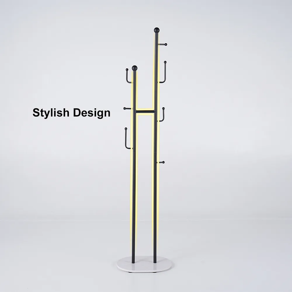 7 Hooks Entryway Freestanding Coat Racks Metal Hall Trees Entryway Furniture in Black (16") — image 9