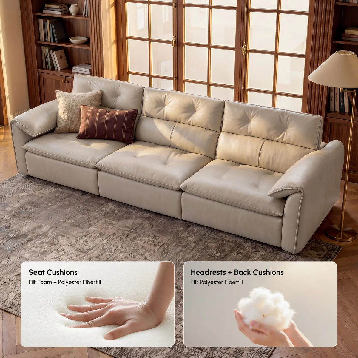 87" 2-Seater Genuine Leather Power Convertible Sleeper Sofa — image 21