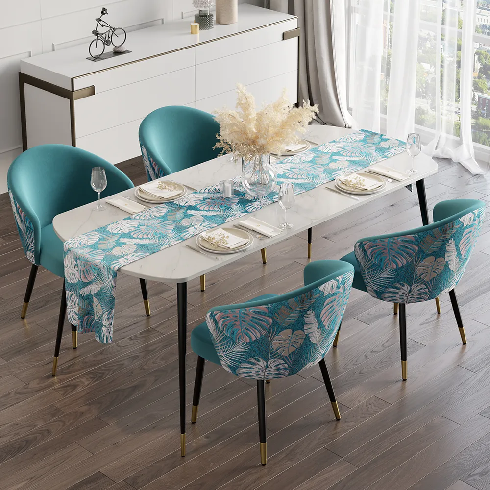 Modern Velvet Dining Chairs Upholstered Blue Dining Room Chairs with Arm — image 22