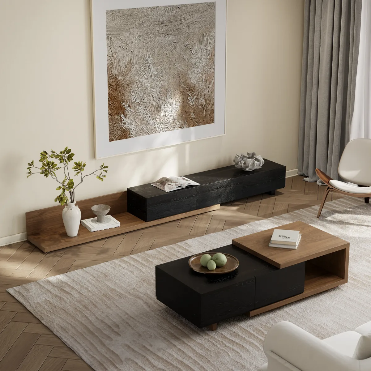 Rectangle Wood Extendable TV Stand — image 4
