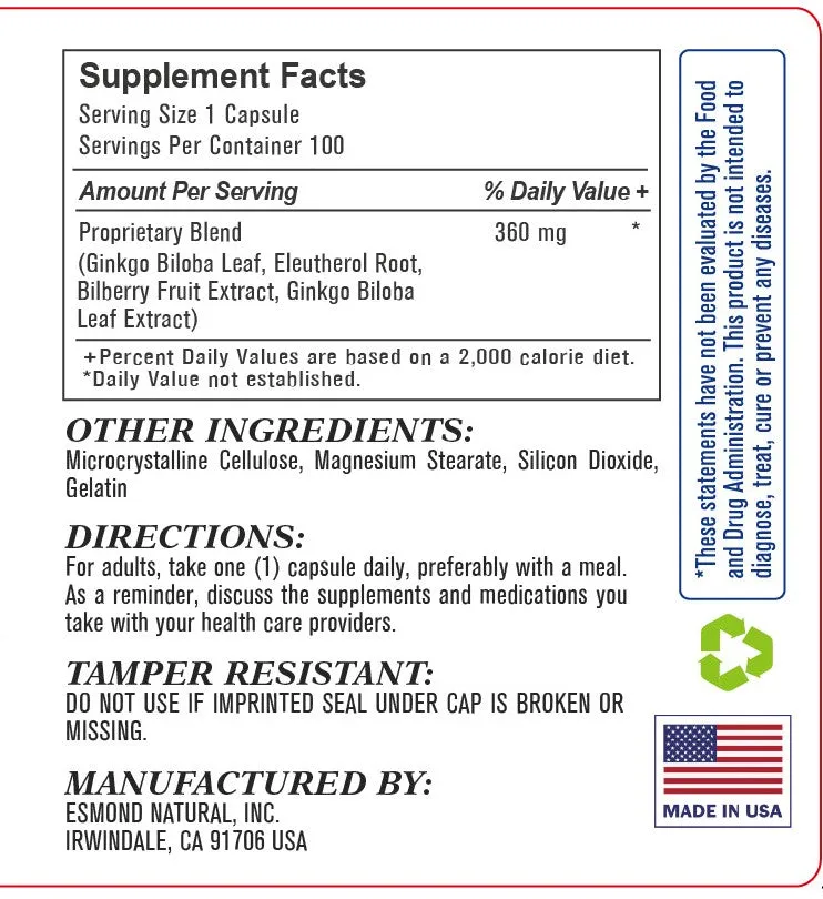 Ginkgo Biloba (DOUBLE STRENGTH. Supports Healthy Brain Function), USA, FDA, GMP, NPAC-100 Capsules — image 4