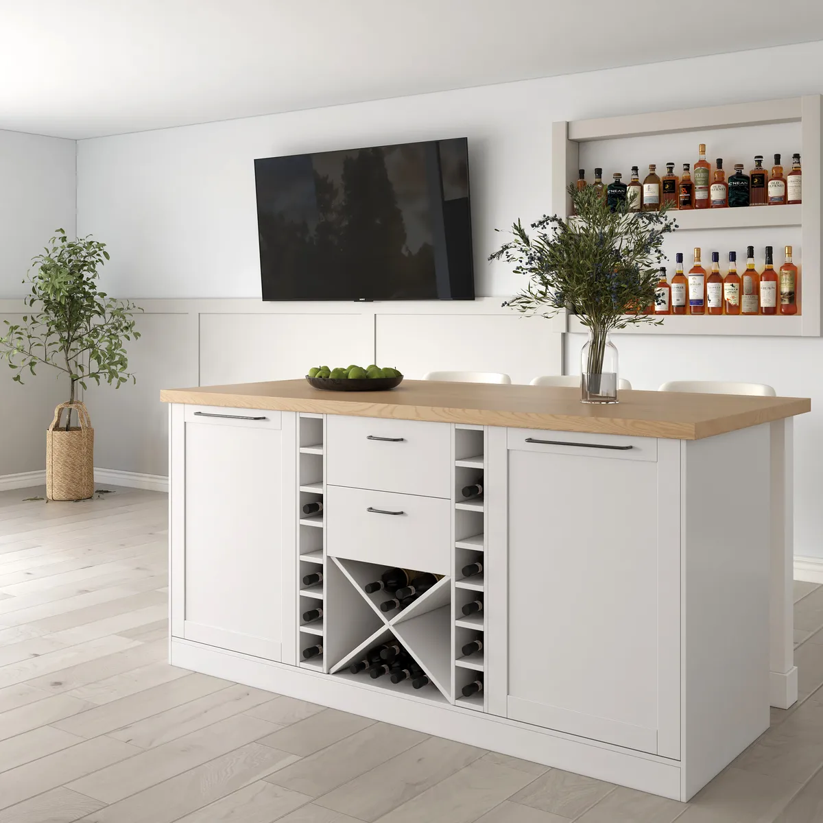 72" Modern Laminate Kitchen lsland Natural & White with Storage — image 14
