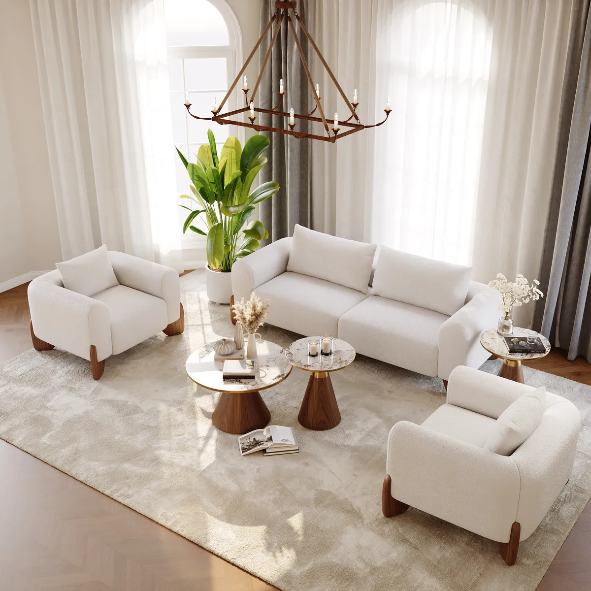 Sintered Stone Round Coffee Table Modern Black Living Room Furniture — image 15
