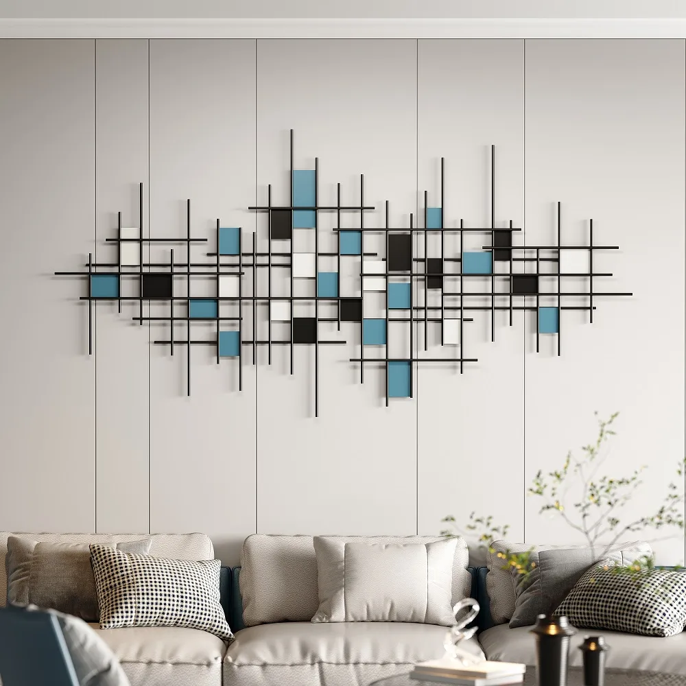 51.2"W Modern Luxury Style Black Metal Wall Decor Home Art in Living Room — image 4