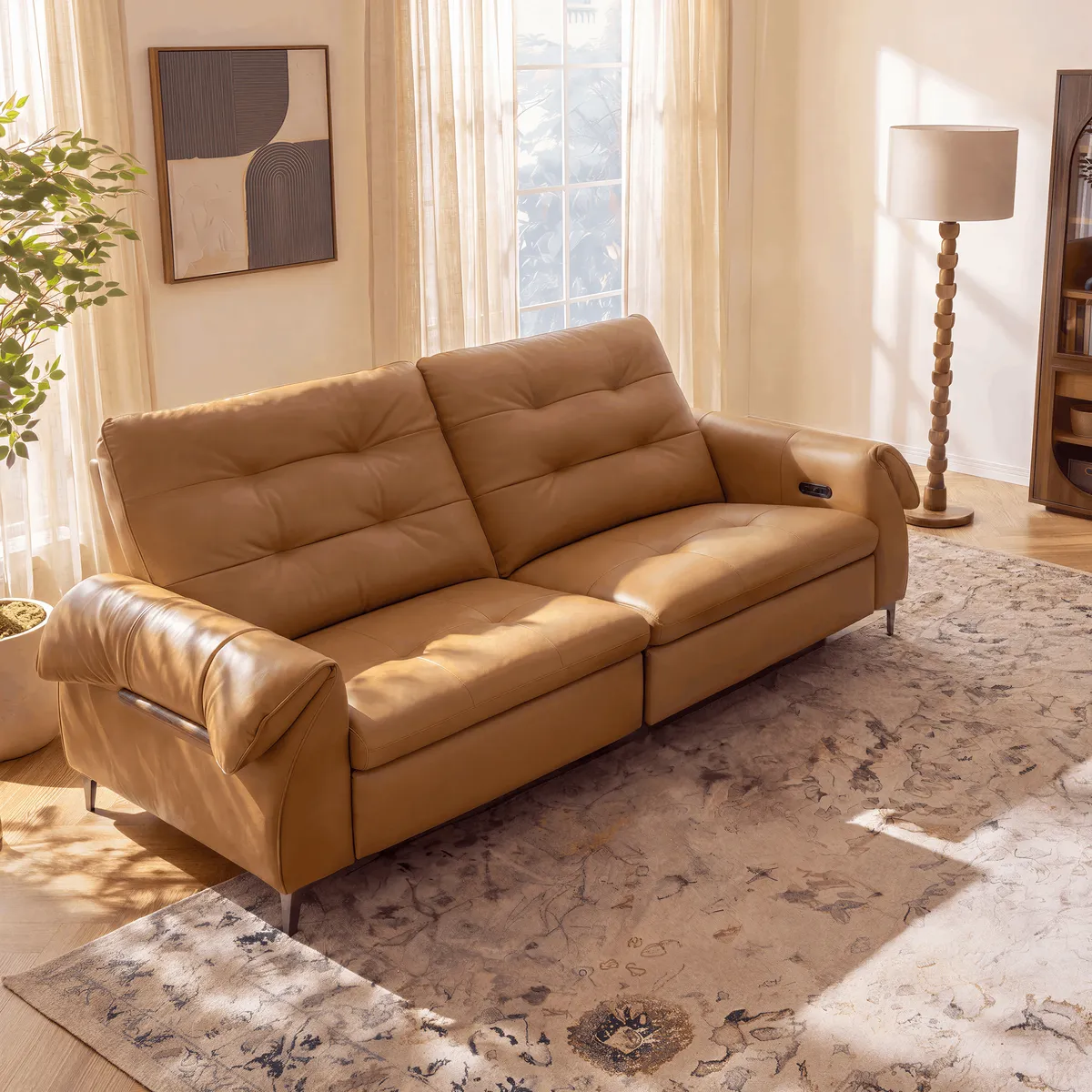 118" 3-Seater Genuine Leather Power Reclining Sofa with USB & Type-C — image 12