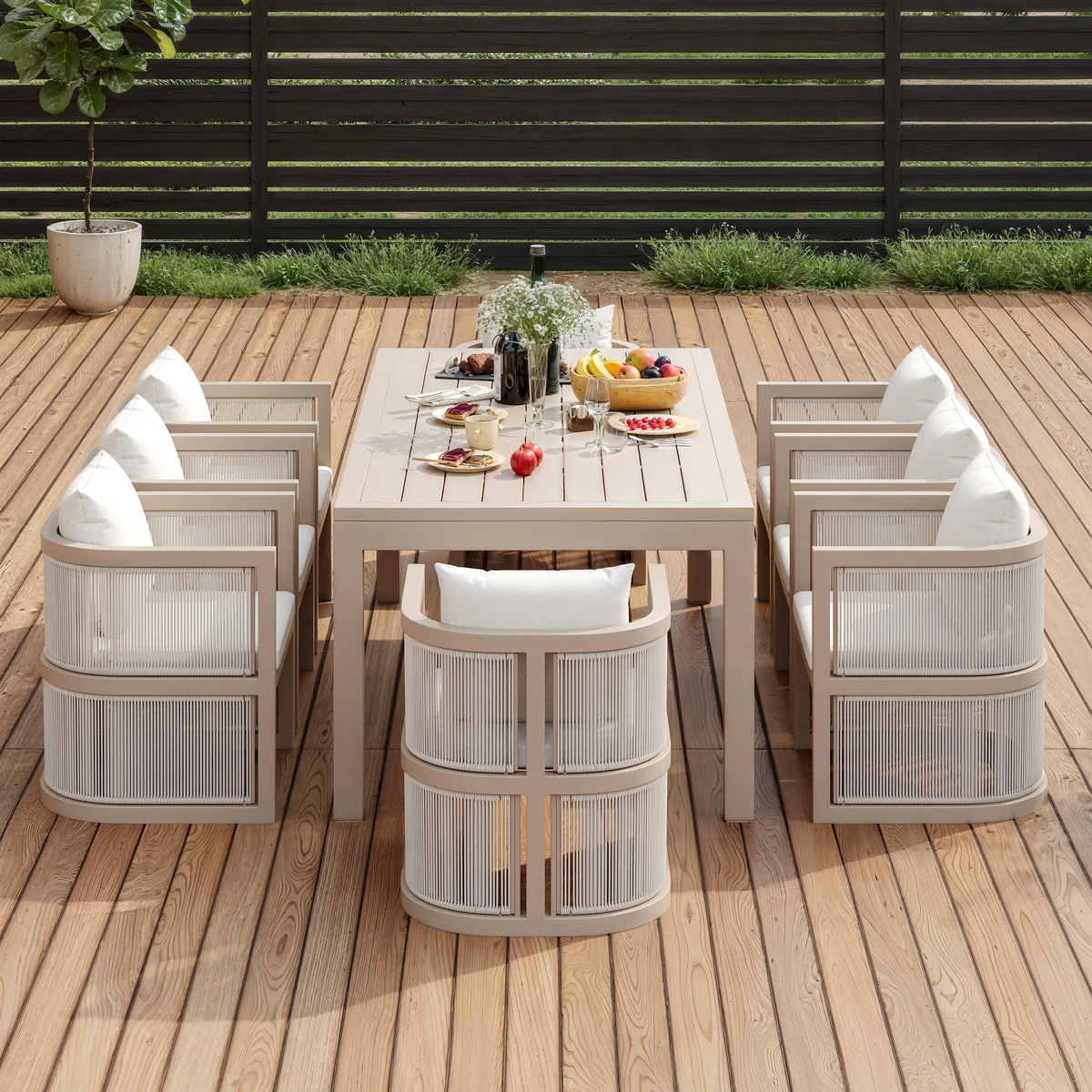 Wevara 2 Pieces Modern Aluminum & Ropes Outdoor chairs — image 6