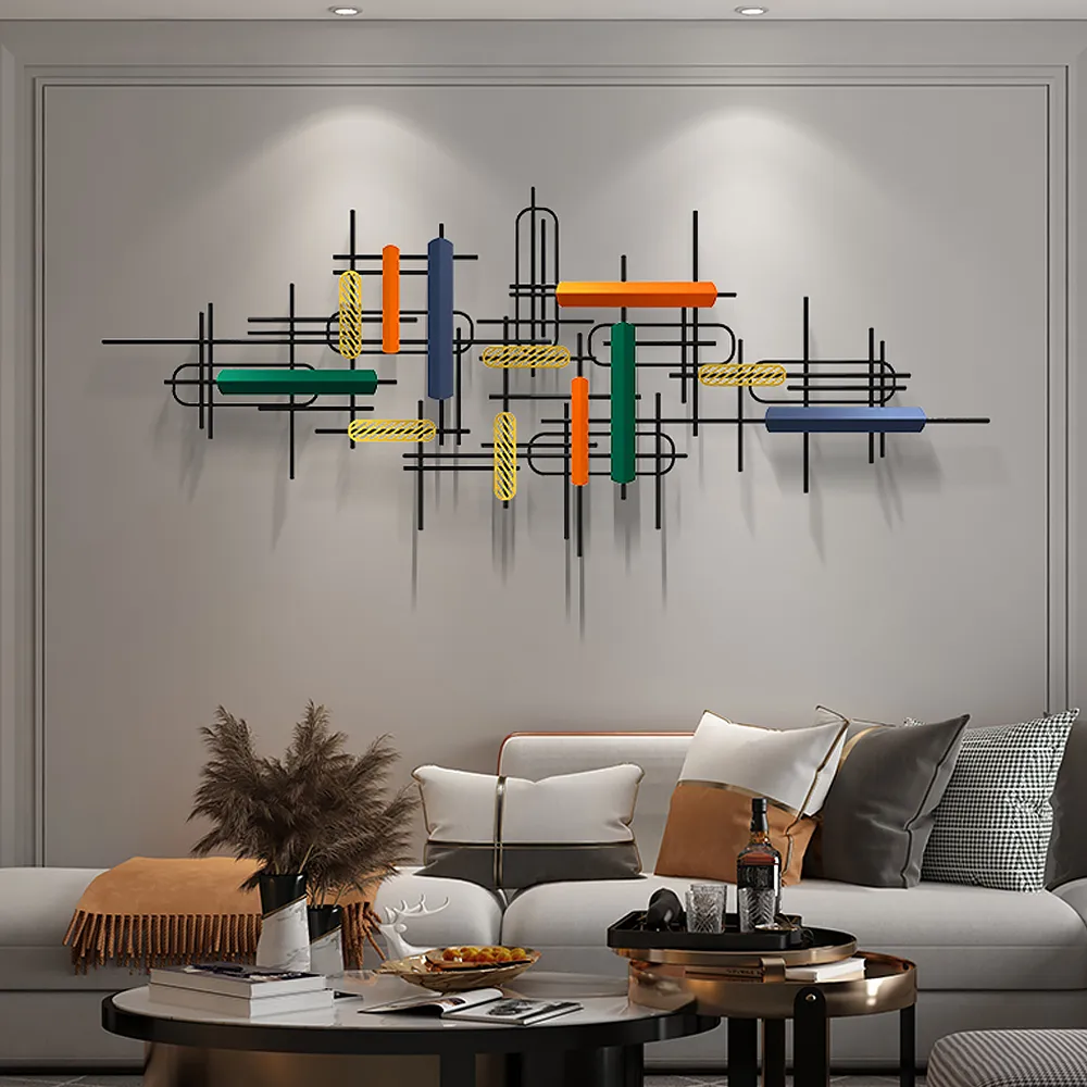 59" Modern Large Metal Wall Decor Unique Home Hanging Wall Art Decor in Gold & — image 4