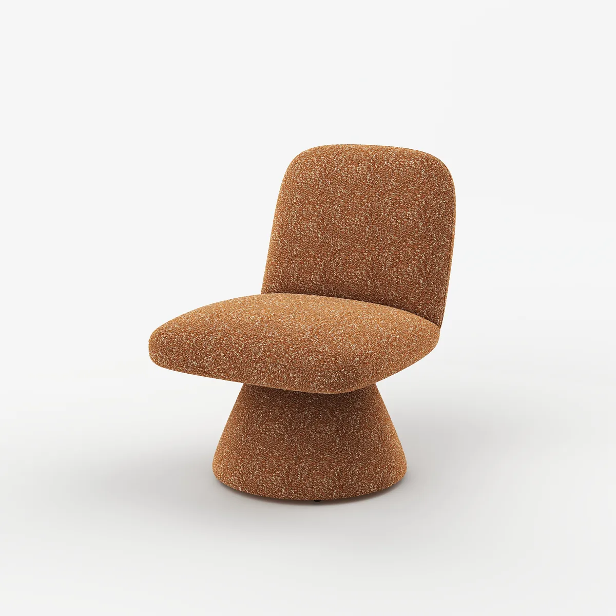 18" Modern Orange Boucle Swivel Accent Chair Sculptural L-Shaped Slipper Lounge Chair — image 21