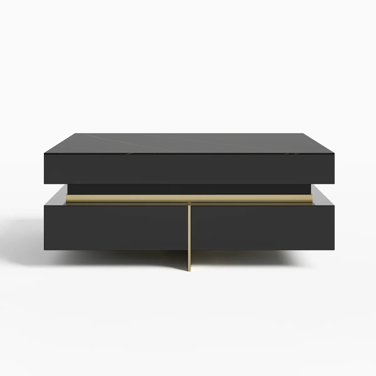 Black Modern Square Coffee Table with Drawers — image 10