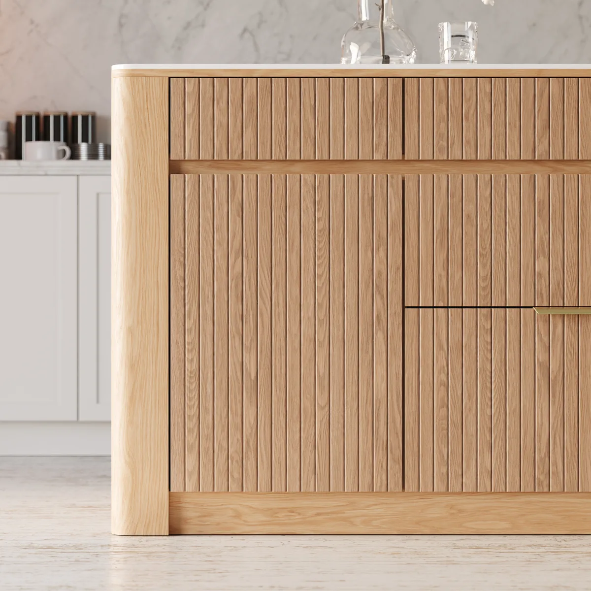 72" Sintered Stone Top Solid Wood Kitchen Island with Storage — image 16