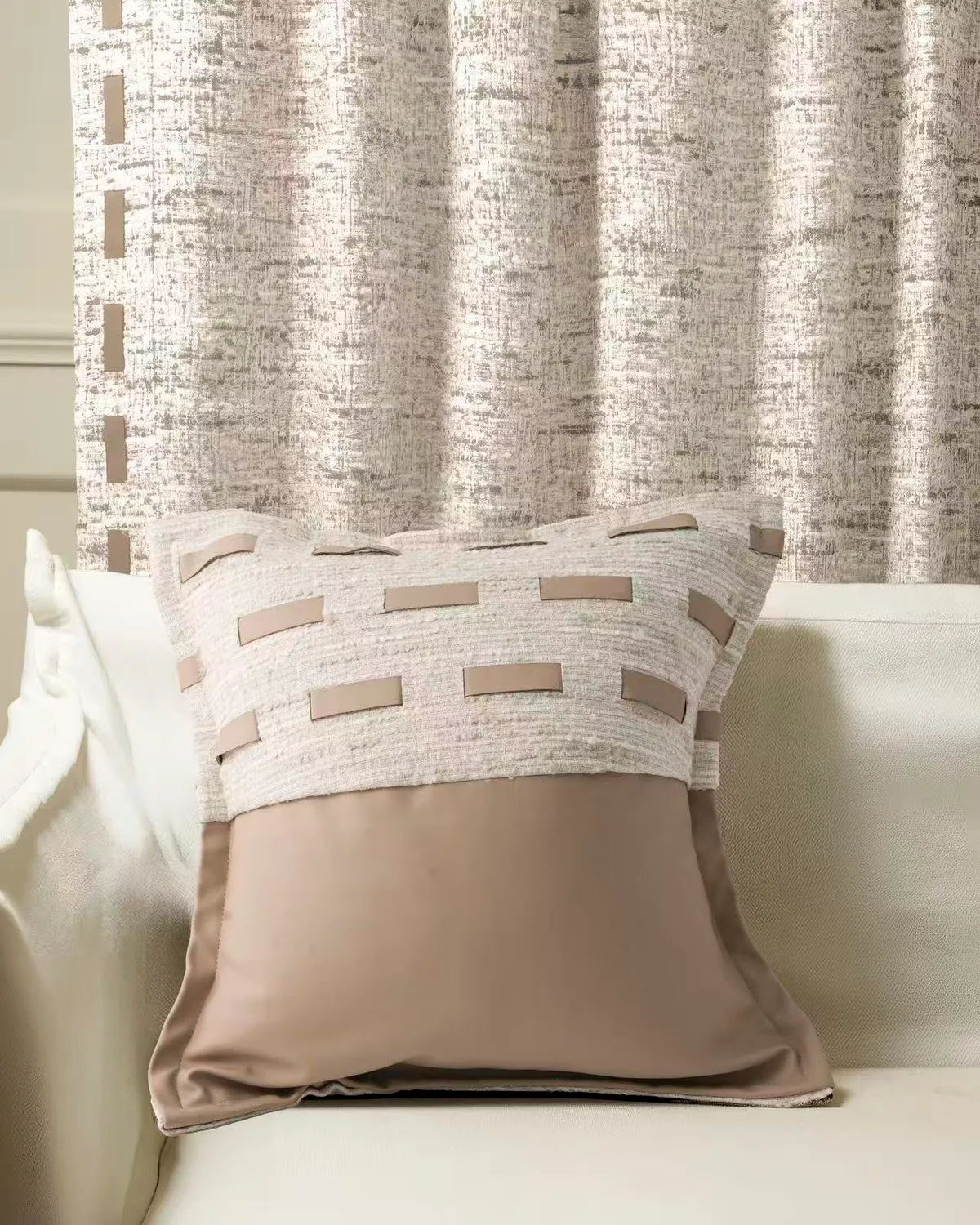 Juliette Textured Faux Leather Throw Pillowcase — image 3