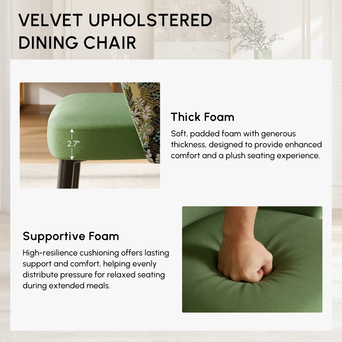Modern Velvet Dining Chairs Upholstered Blue Dining Room Chairs with Arm — image 7