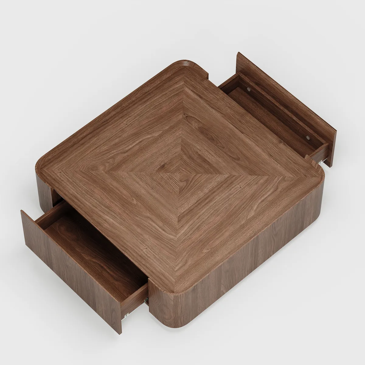 35" Walnut Square Coffee Table with Storage Mid-Century Modern Block Living Room Table — image 8