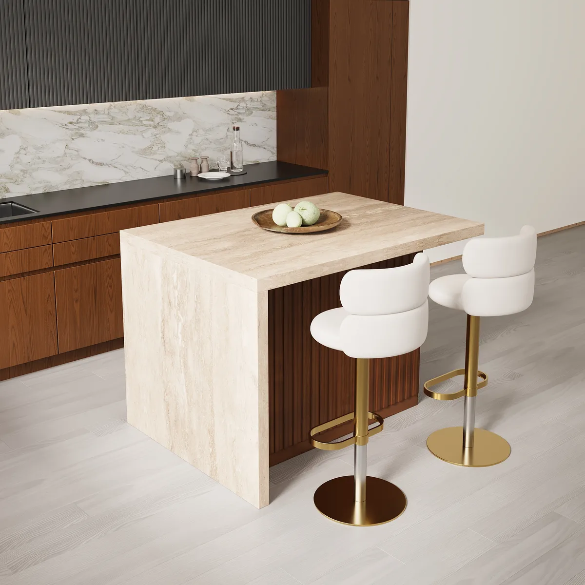 72" Modern Kitchen Island Laminate & 4 Counter Stools Set Storage Cabinet — image 21