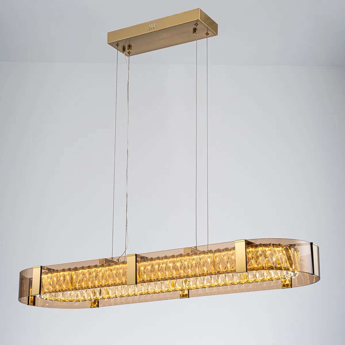 Linear Crystal Kitchen Island Light, Warm White Dimmable LED — image 9
