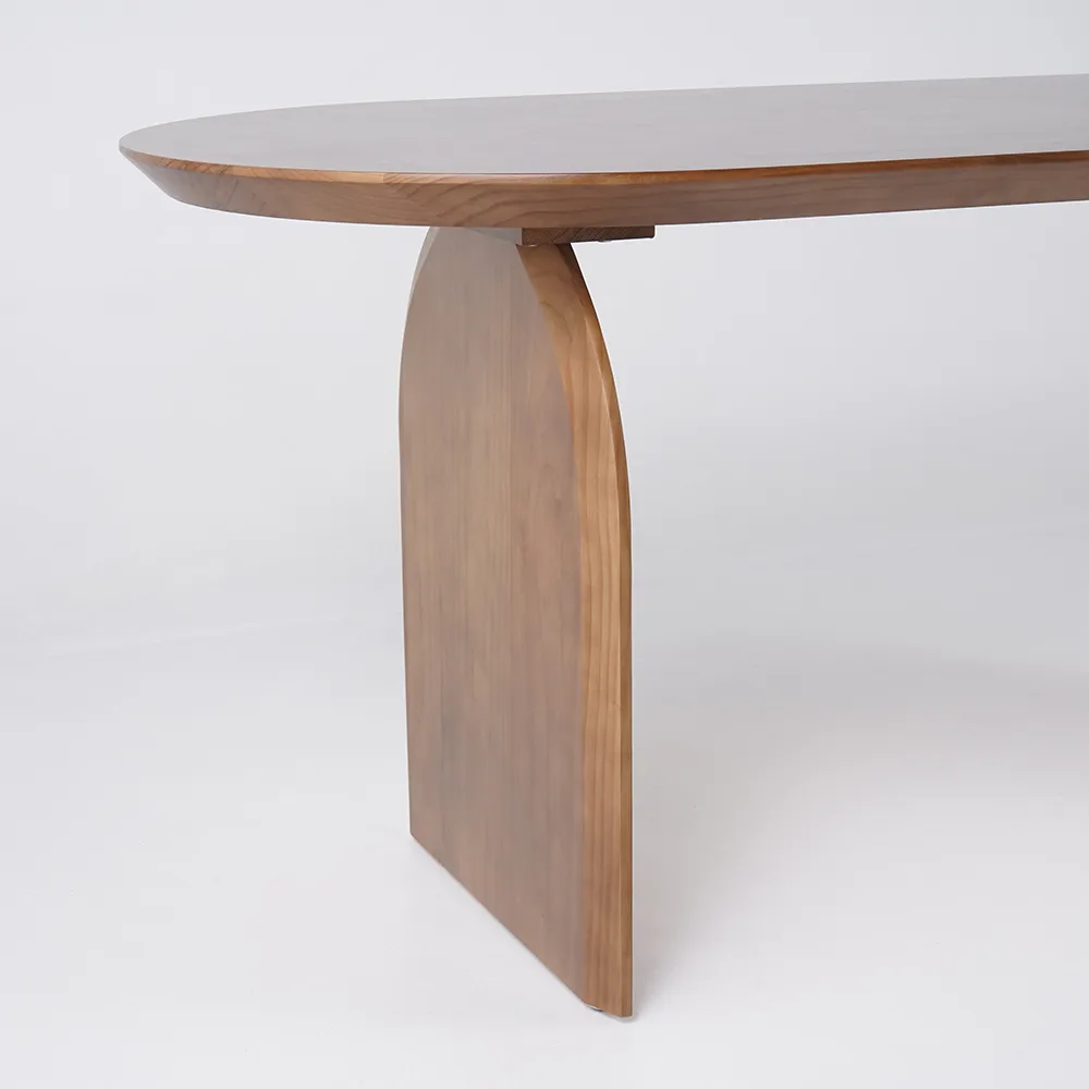 Dining Table Set 70.9" Oval Solid Wood Dining Table & 4 Walnut Japandi Rattan Dining Chairs — image 10