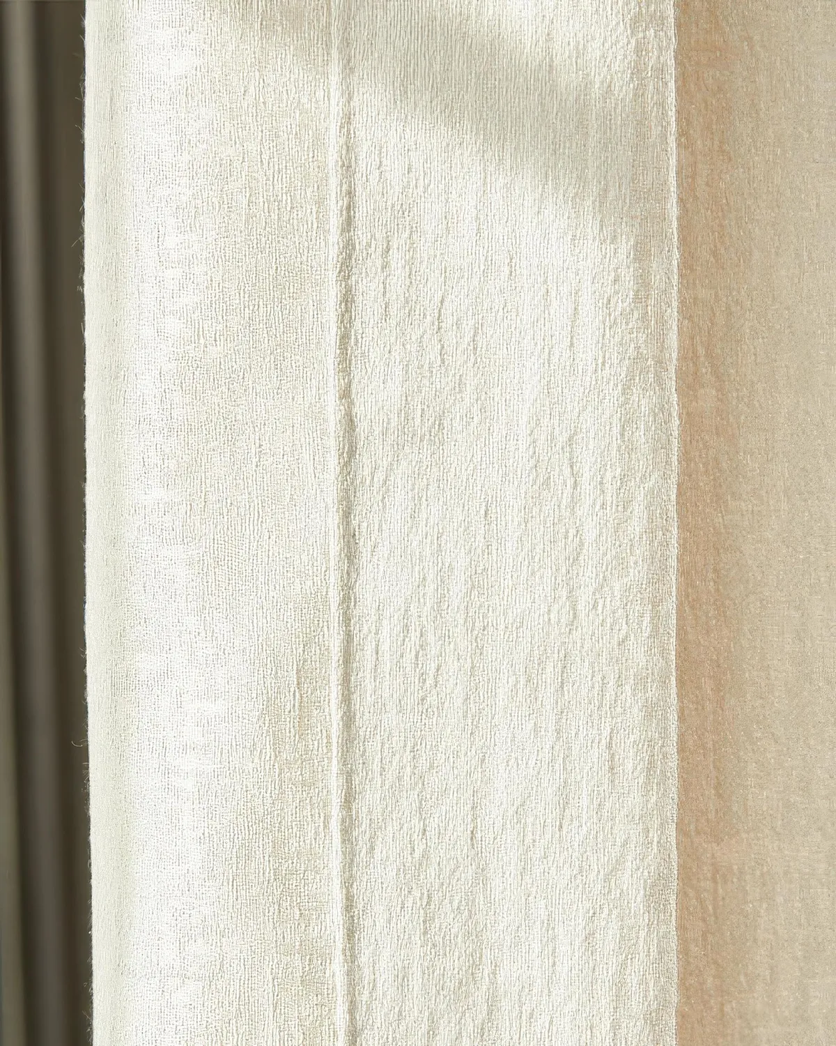 Glint 35 x 106 Inch Inverted Box Pleat Cream Linen Shimmering Textured Curtain — image 5