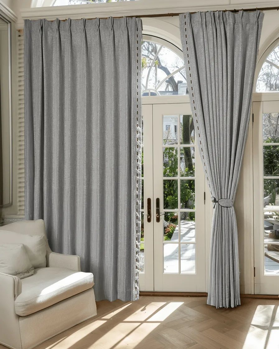 Cleo Textured Custom Curtain with Trim — image 3