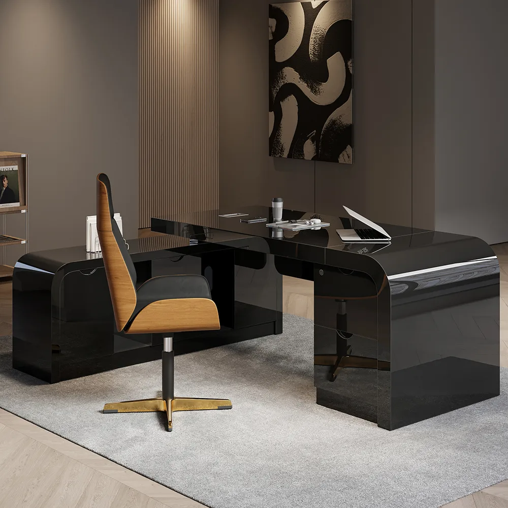 Chicent 71'' L-shaped Smoked Brown Computer Desk with Cabinet Left Hand — image 24