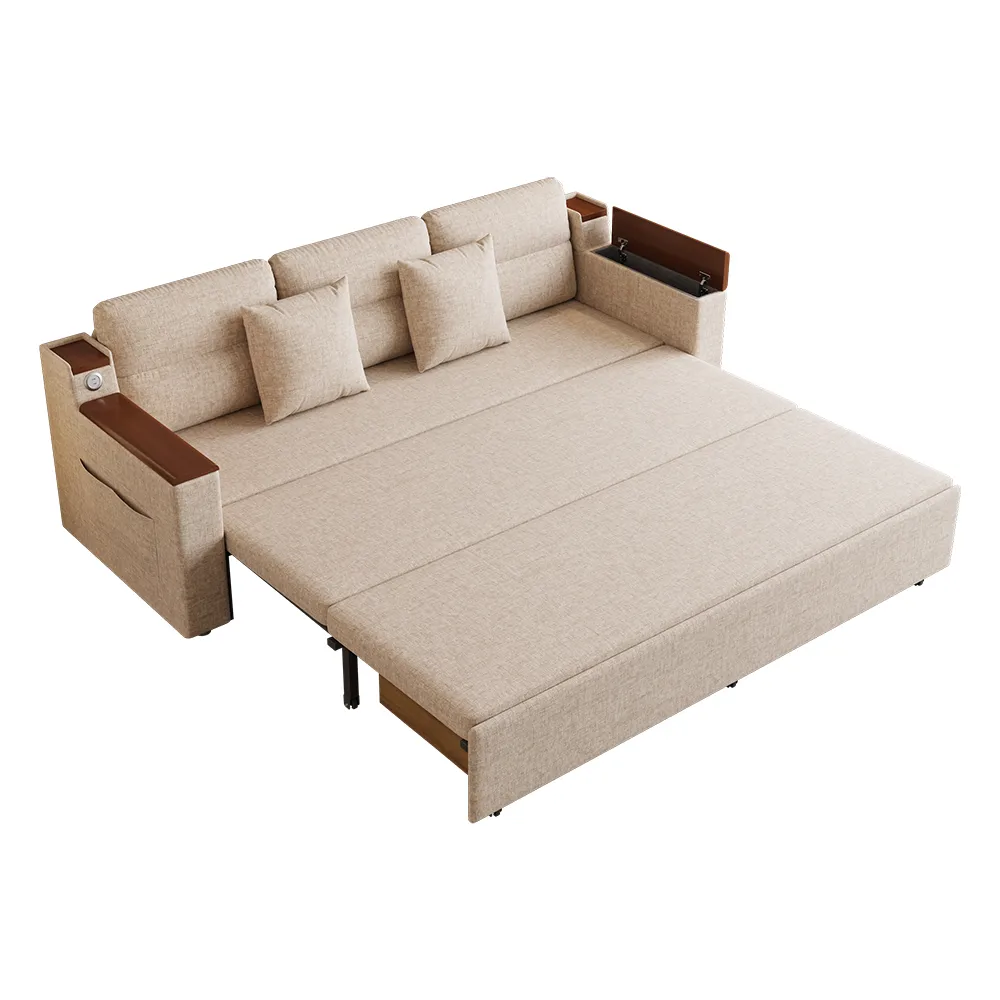King Size Daybed with Trundle Linen Pull Out Sofa Bed — image 27