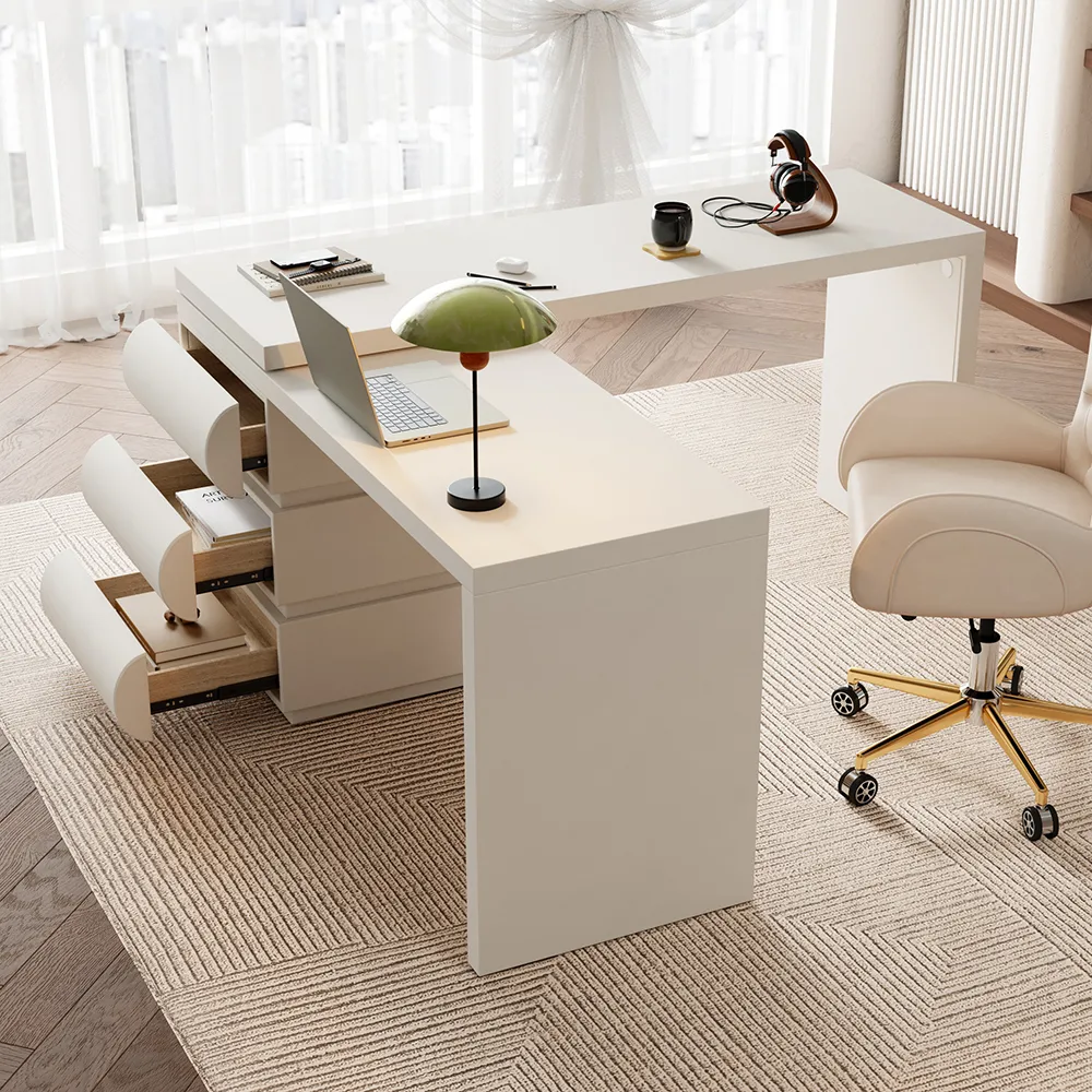 Humply Modern Minimalist Style L Shaped Desk Solid 60 Inch Executive Office Desk — image 6
