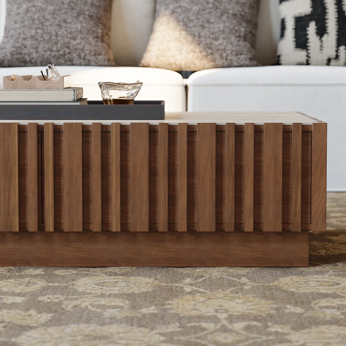 Aura 47" Ash Wood Slatted Coffee Table with Sintered Stone Top — image 18