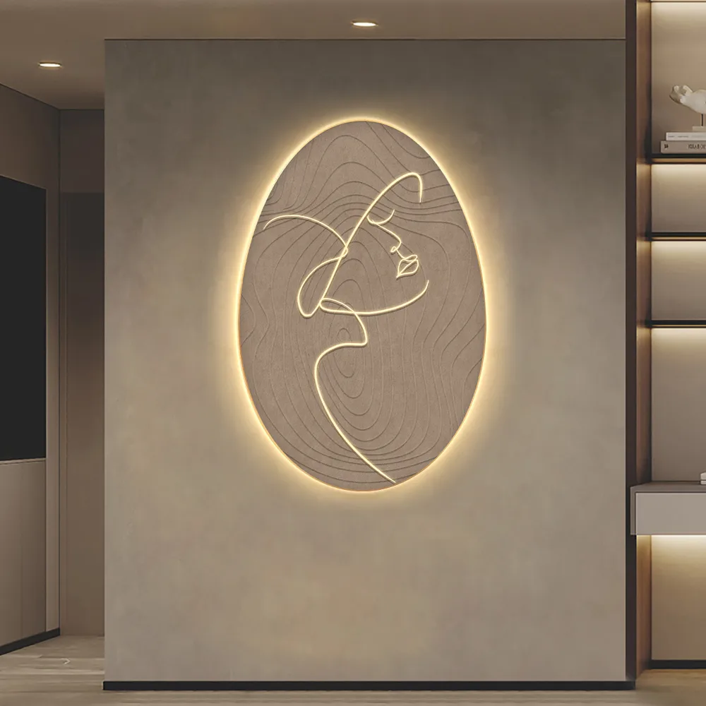 31" Illuminated Abstract Figure Wall Art with Warm LED Backlight, Textured Wall Decor