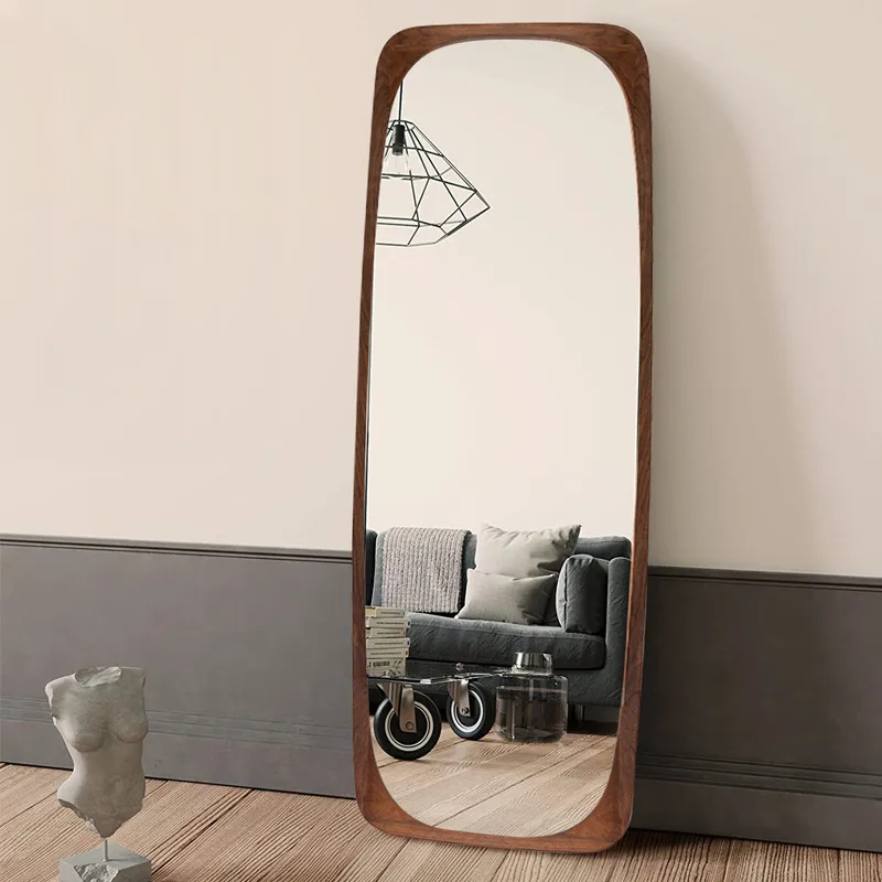 Mid-Century Rectangle Full Length Floor Mirror Wood Frame 69"x 20" Leaning Mirror — image 4