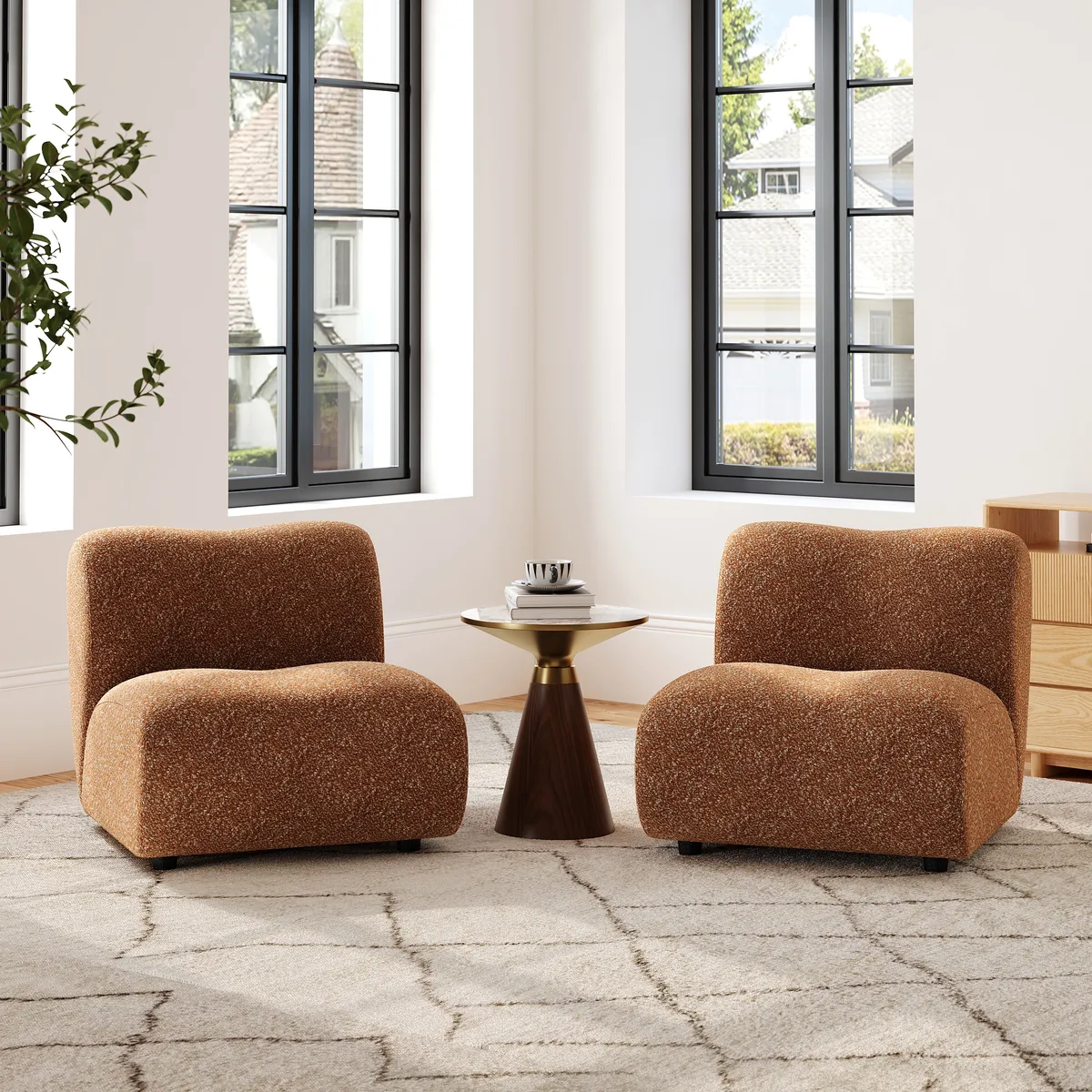 17" Performance Boucle Upholstered Curved Slipper Accent Chair — image 3