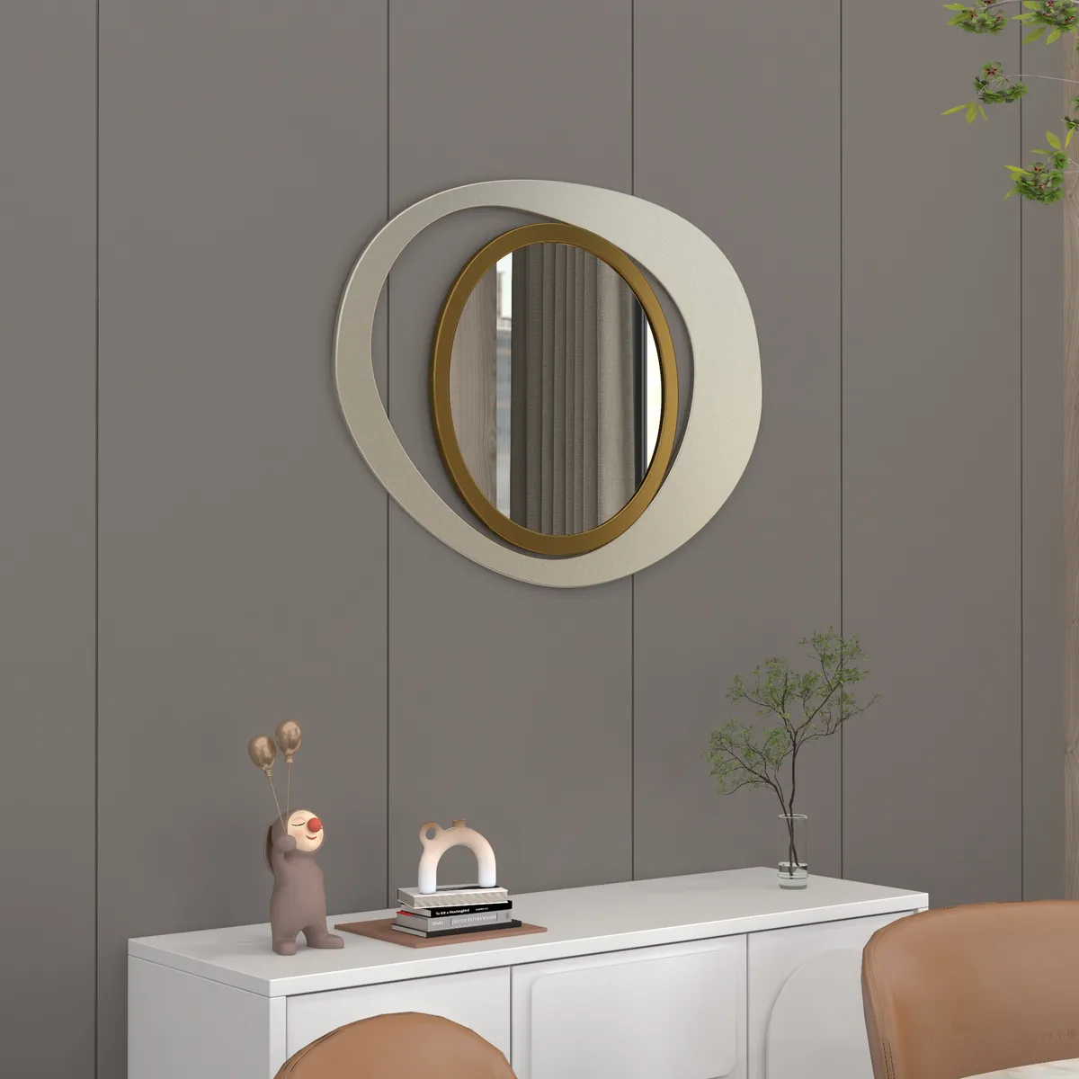 Abstract Wall Mirror, Matte Black and Gold, Horizontal or Vertical — image 28