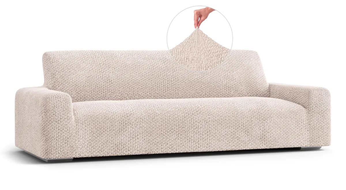 Sofa Slipcovers - 1-Piece Furniture Protector - Form Fit, Machine Washable -VelvetCollection - Ivory Color