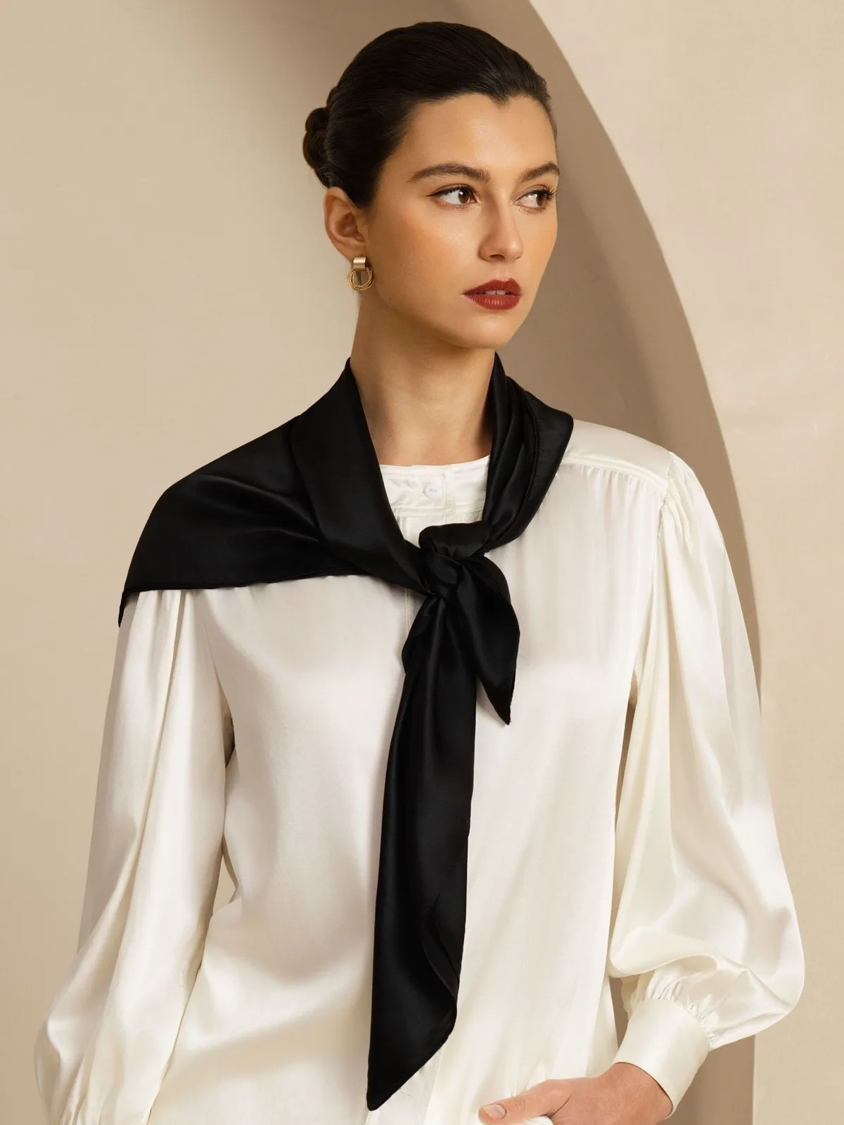 100% Mulberry Silk Classic Elegant Square Scarf - Size 90x90cm — image 5