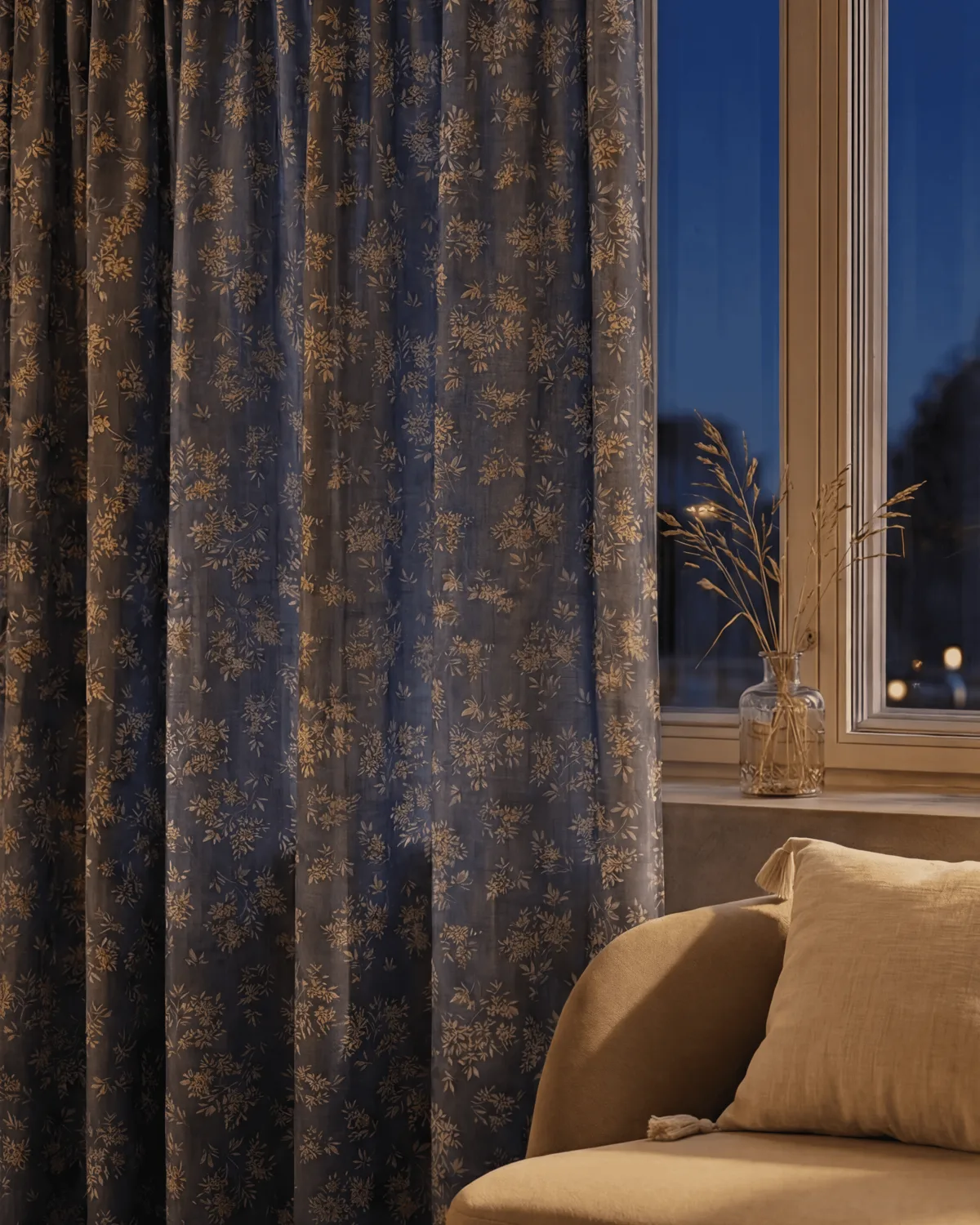 Haven Linen Blend Floral Patterned Custom Curtain — image 3