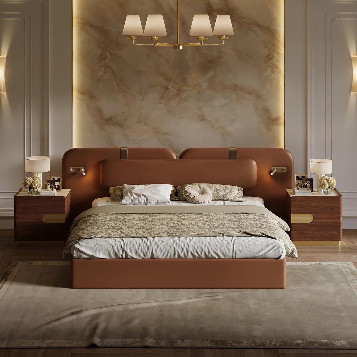 Horva King Faux Leather Platform Bed — image 3