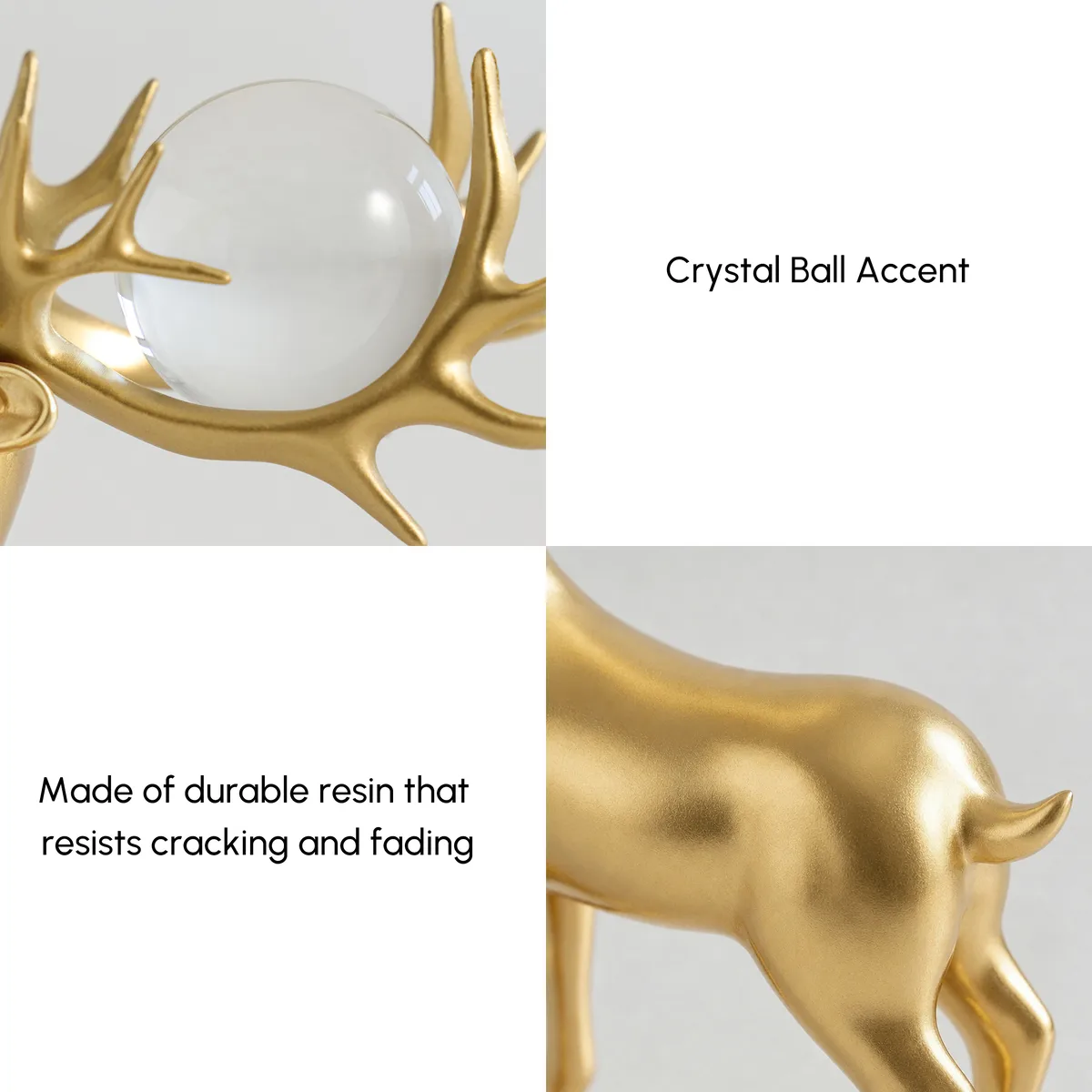 3PCS Black Deer Figurine with Decorative Plate Set Luxury Resin Animal Sculptures — image 15