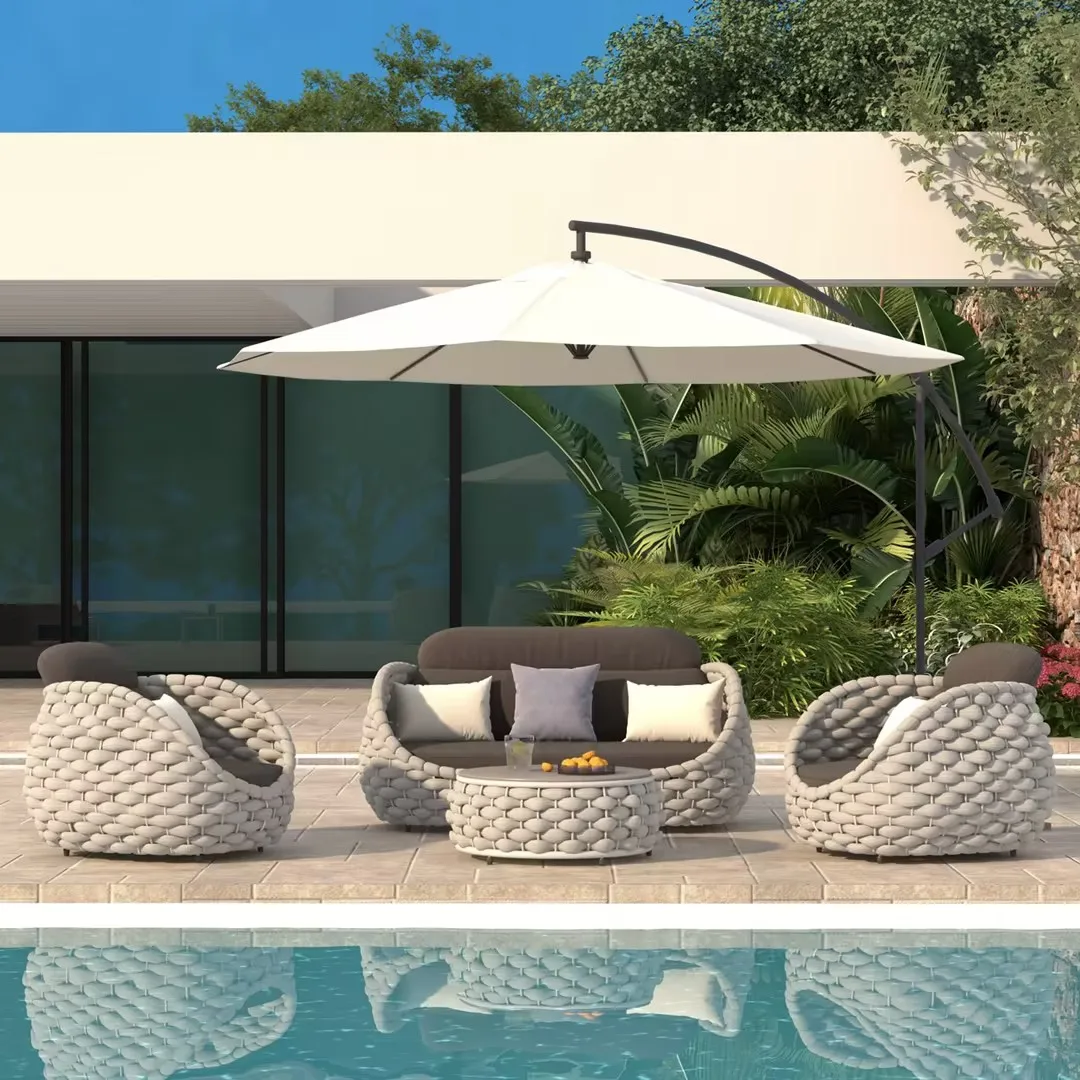 Cocaro 8-Piece Outdoor Rope Weave Sofa Set with Black Cover — image 4