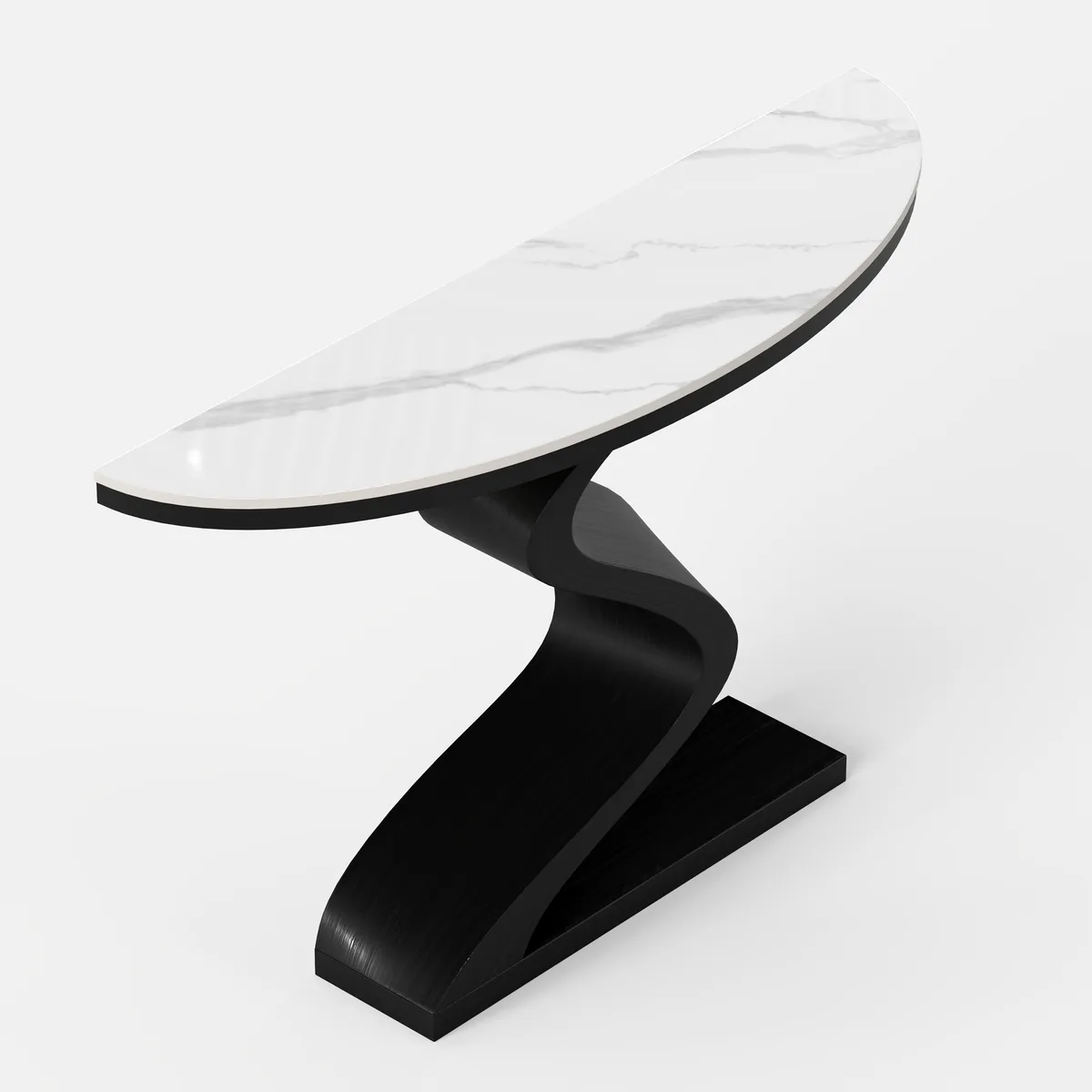 Curved Console Table with Sintered Stone Top Half Moon Shape Entryway Furniture — image 21