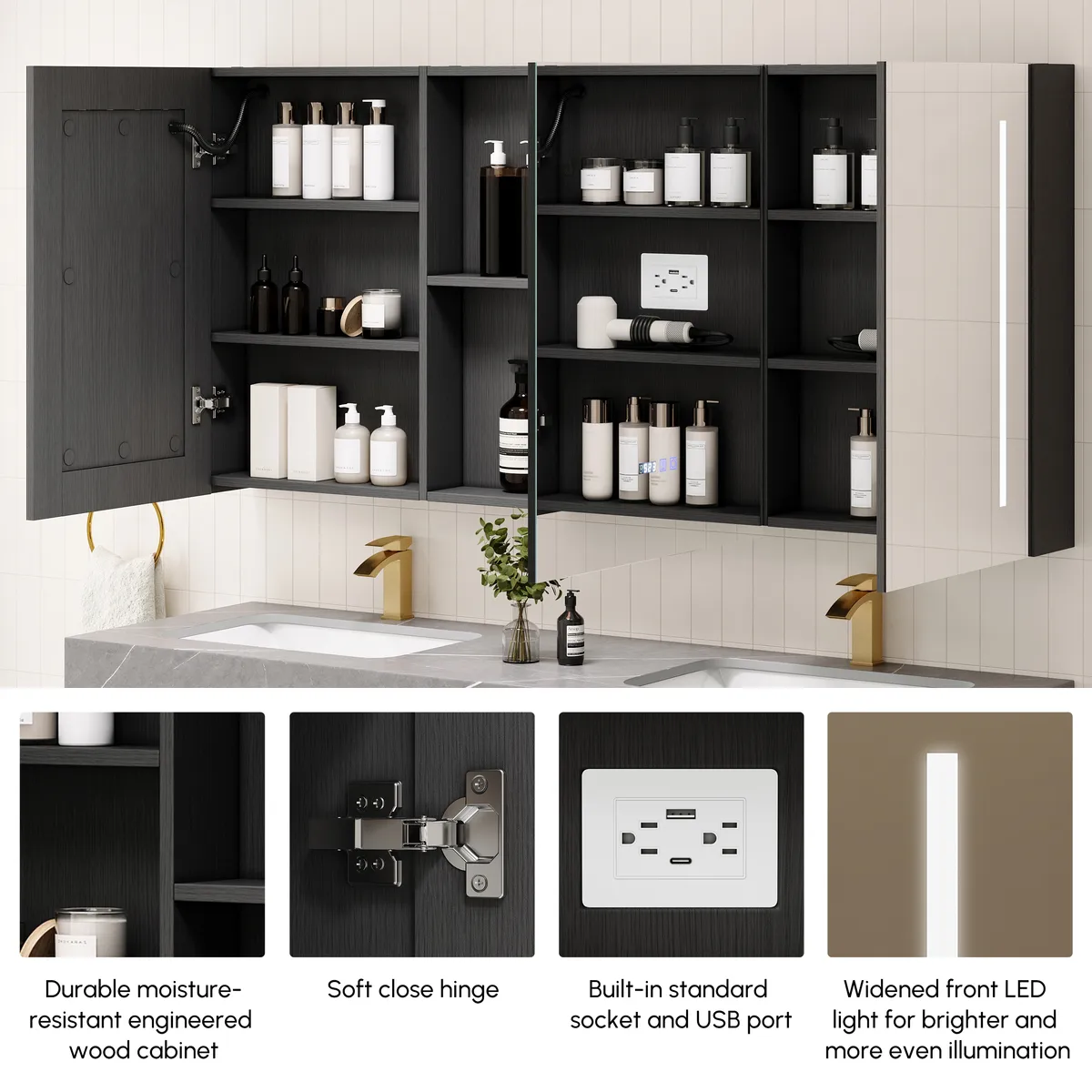 59" LED Bathroom Medicine Cabinet — image 19