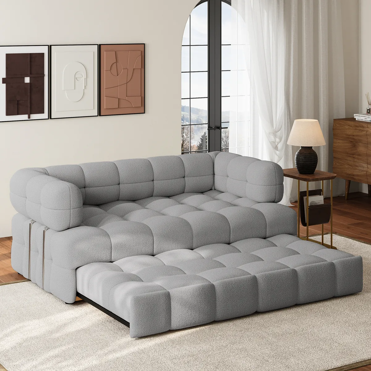 76" Queen Boucle Pull-out Sofa — image 4