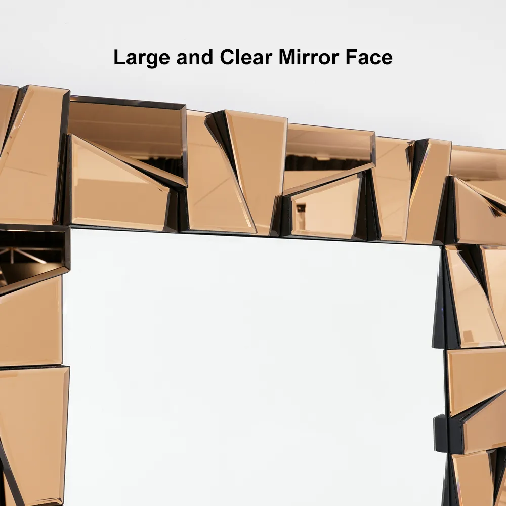 31.5" x 63" Oversized Rectangle Full Length Floor Mirror 3D Silver Glass Frame — image 7