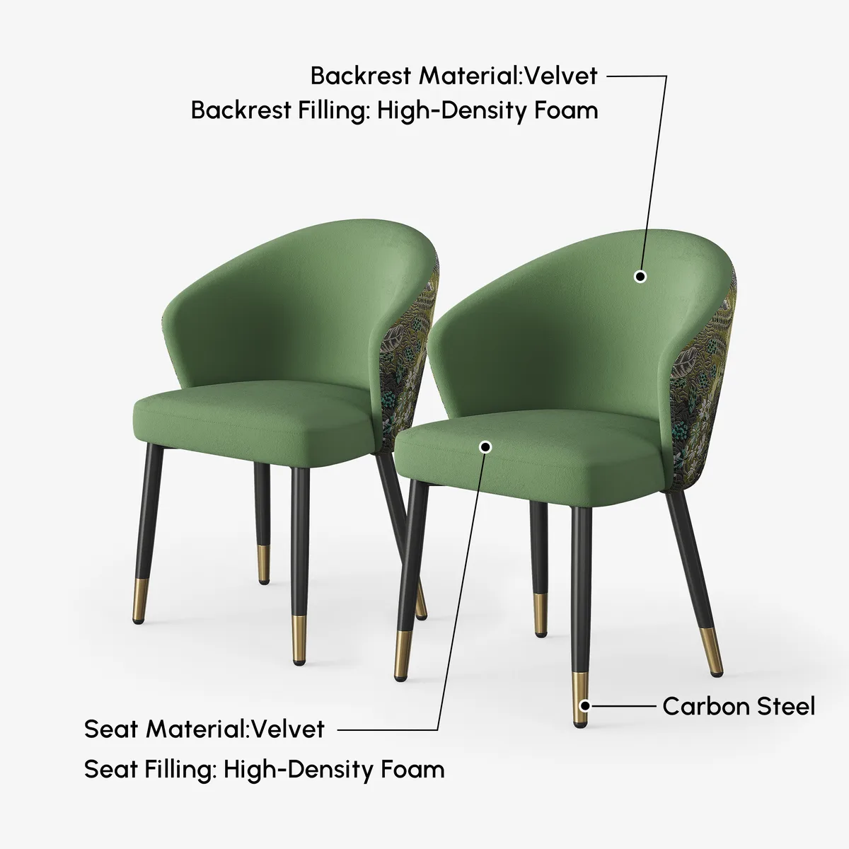 Modern Velvet Dining Chairs Upholstered Blue Dining Room Chairs with Arm — image 9