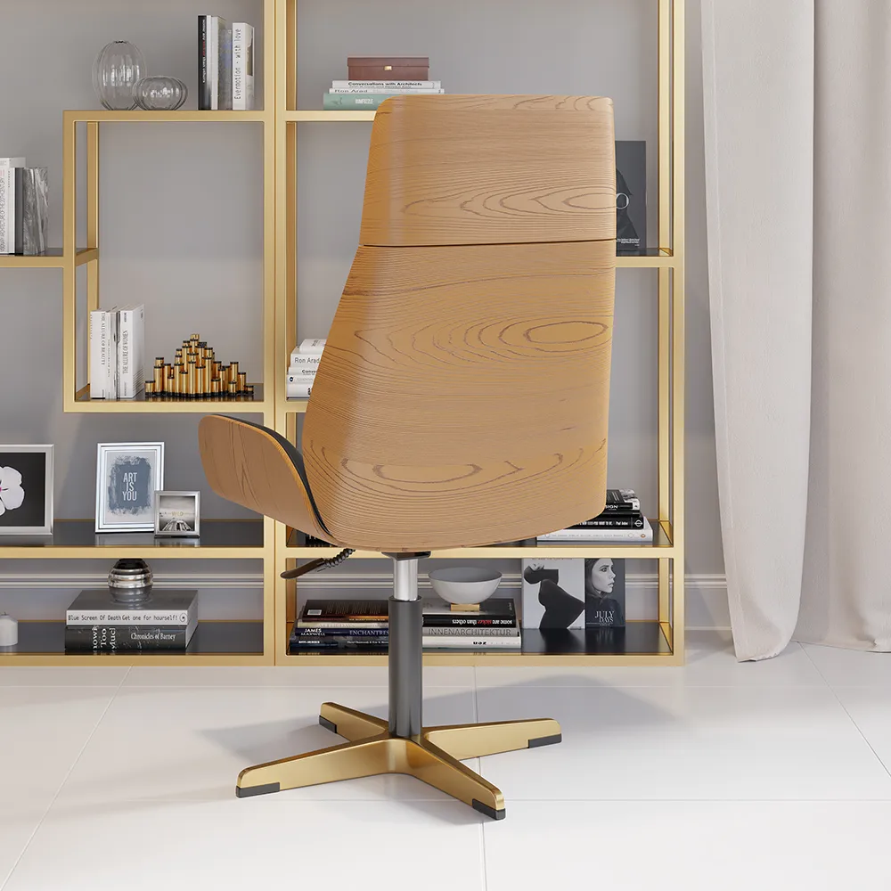 Black Leather Modern Home Office Chair Upholstered High Back Executive Chair — image 8