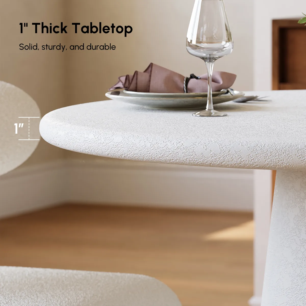 Modern 32" Round Fiberglass Dining Table with Sculptural Pedestal Base, Seats 2 — image 7