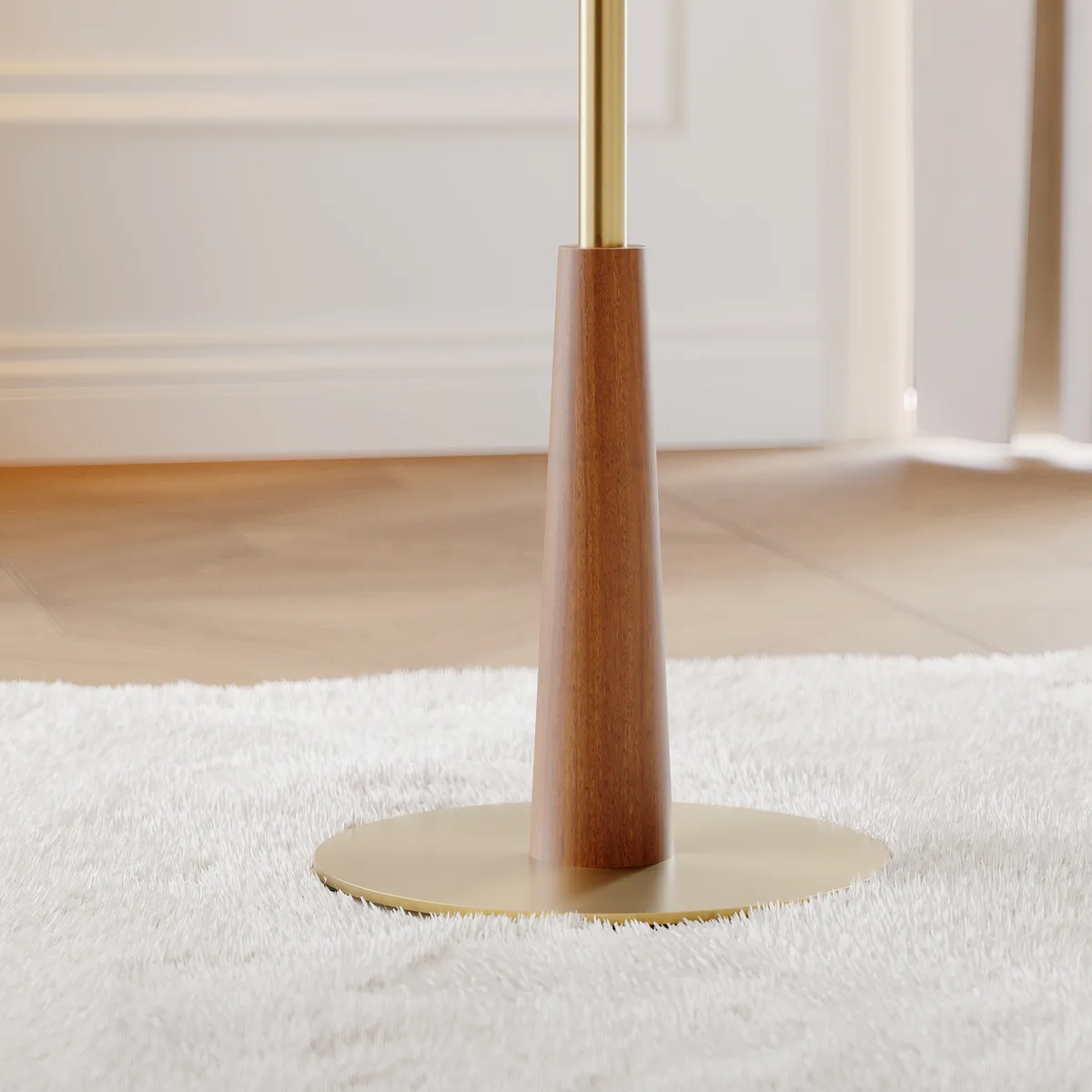 Round Mid-Century Modern Cocktail Table Walnut & Gold Side Table — image 9
